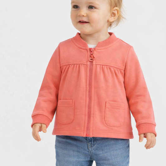 Casaco em felpa suave para a bebé menina- Conforto e estilo rosa