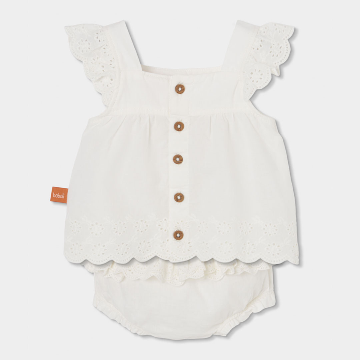 Conjunto blusa com Folhos e Tapa Fraldas Branco