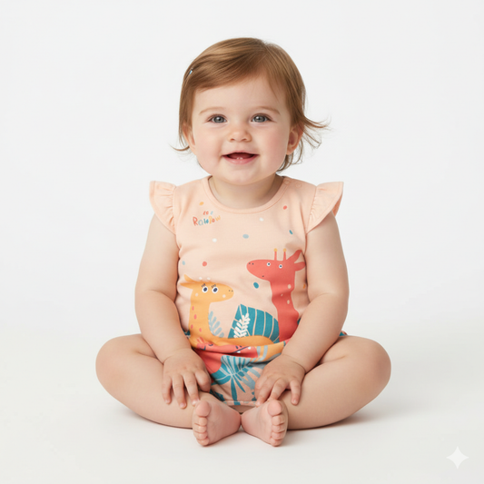 Babygrow manga curta para Menina - Salmão