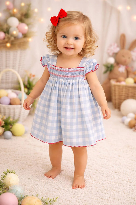 Vestido com Tapa Fraldas em Algodão Bebé Menina Vichy