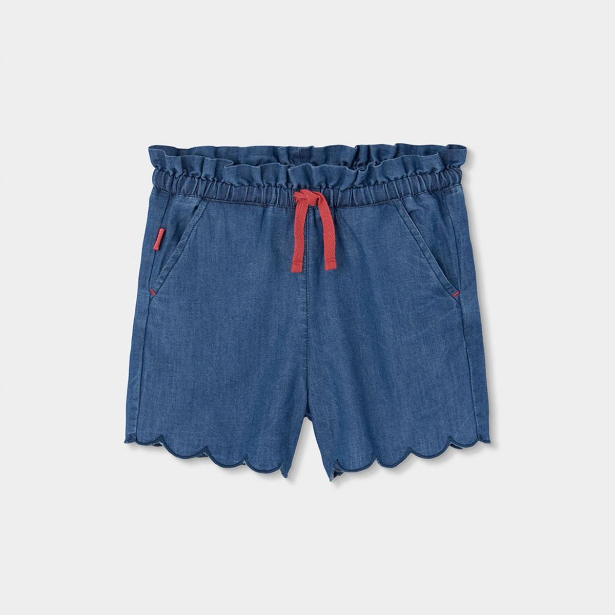 Calções de Ganga com Bainha Ondulada