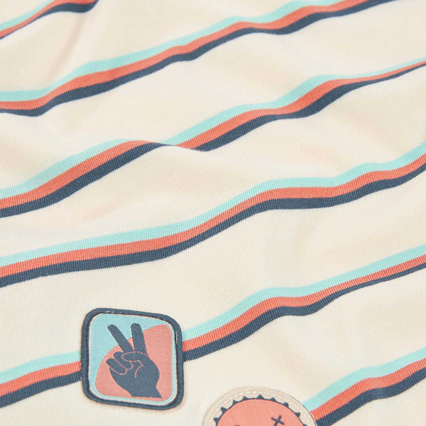 T-shirt de Riscas para Menino com Emblemas
