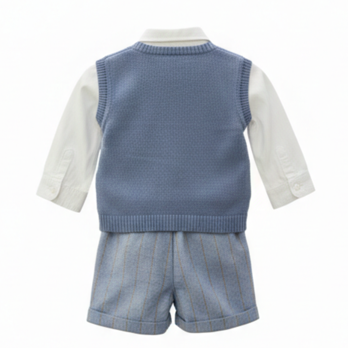 Colete de Malha Branco/ Azul com Bordado de Carrinho