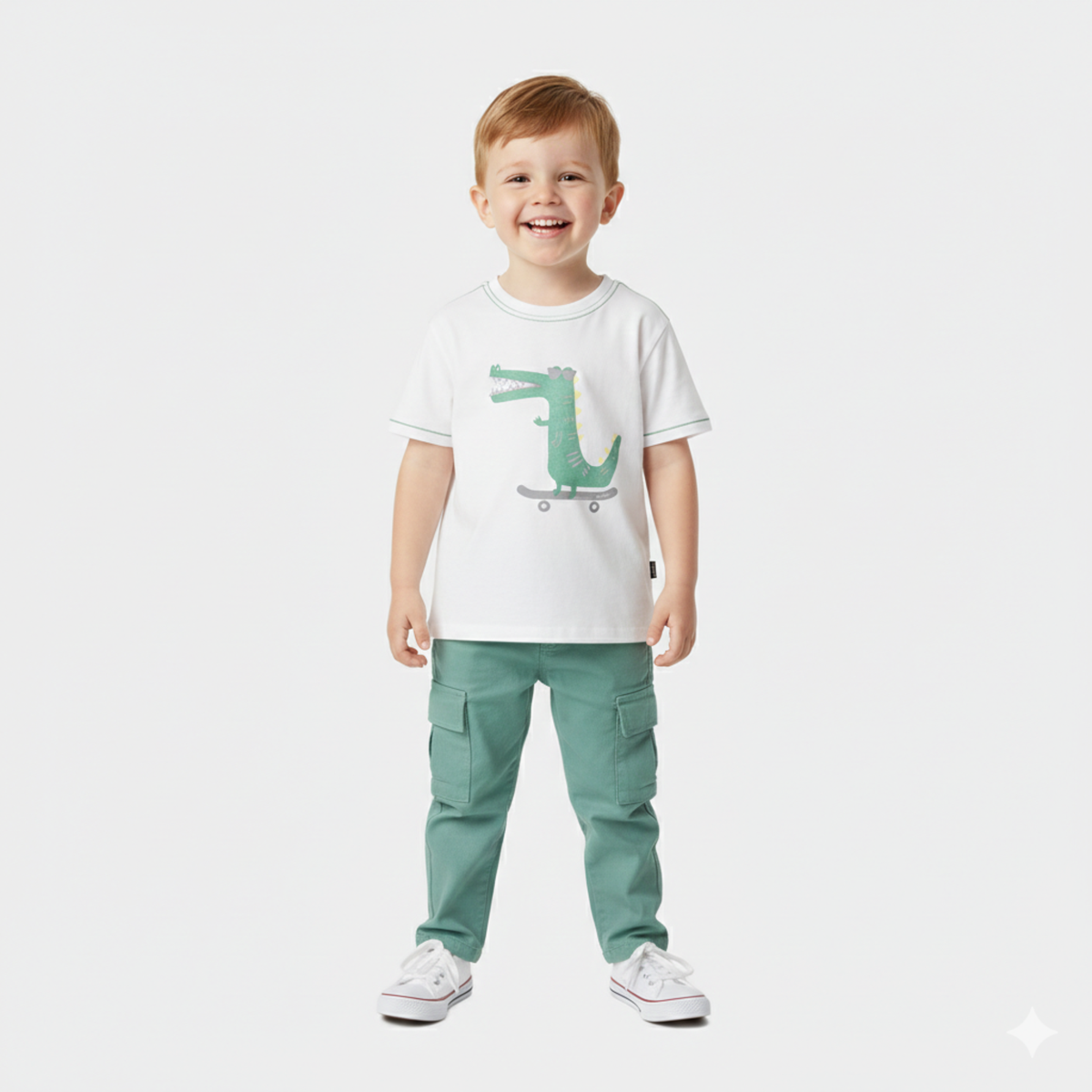 T-shirt com Estampado de Crocodilo