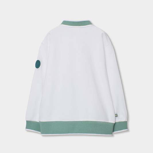 Blusão Estilo Bomber: Branco e Verde