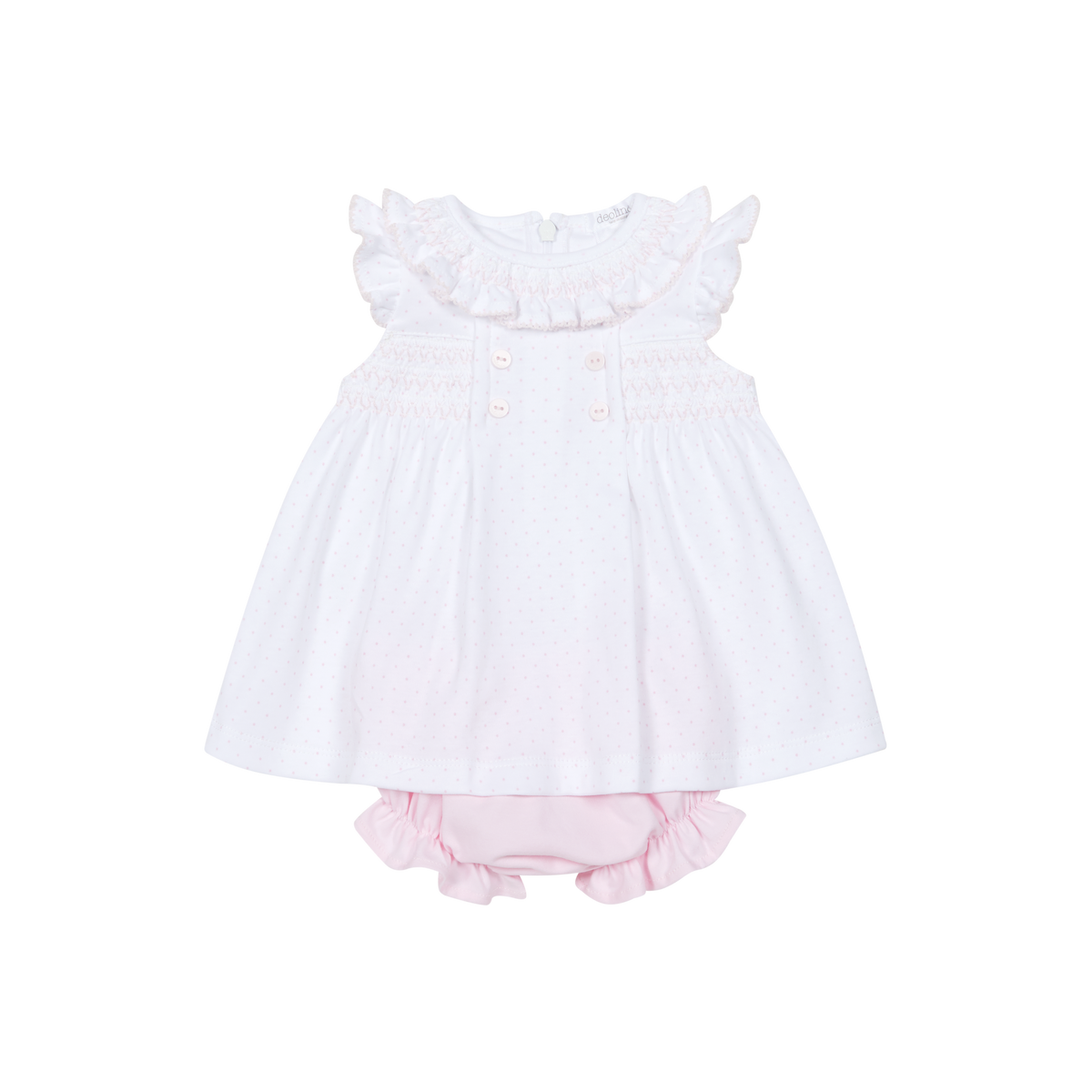 Vestido às Pintas Rosa com Tapa Fraldas em Algodão