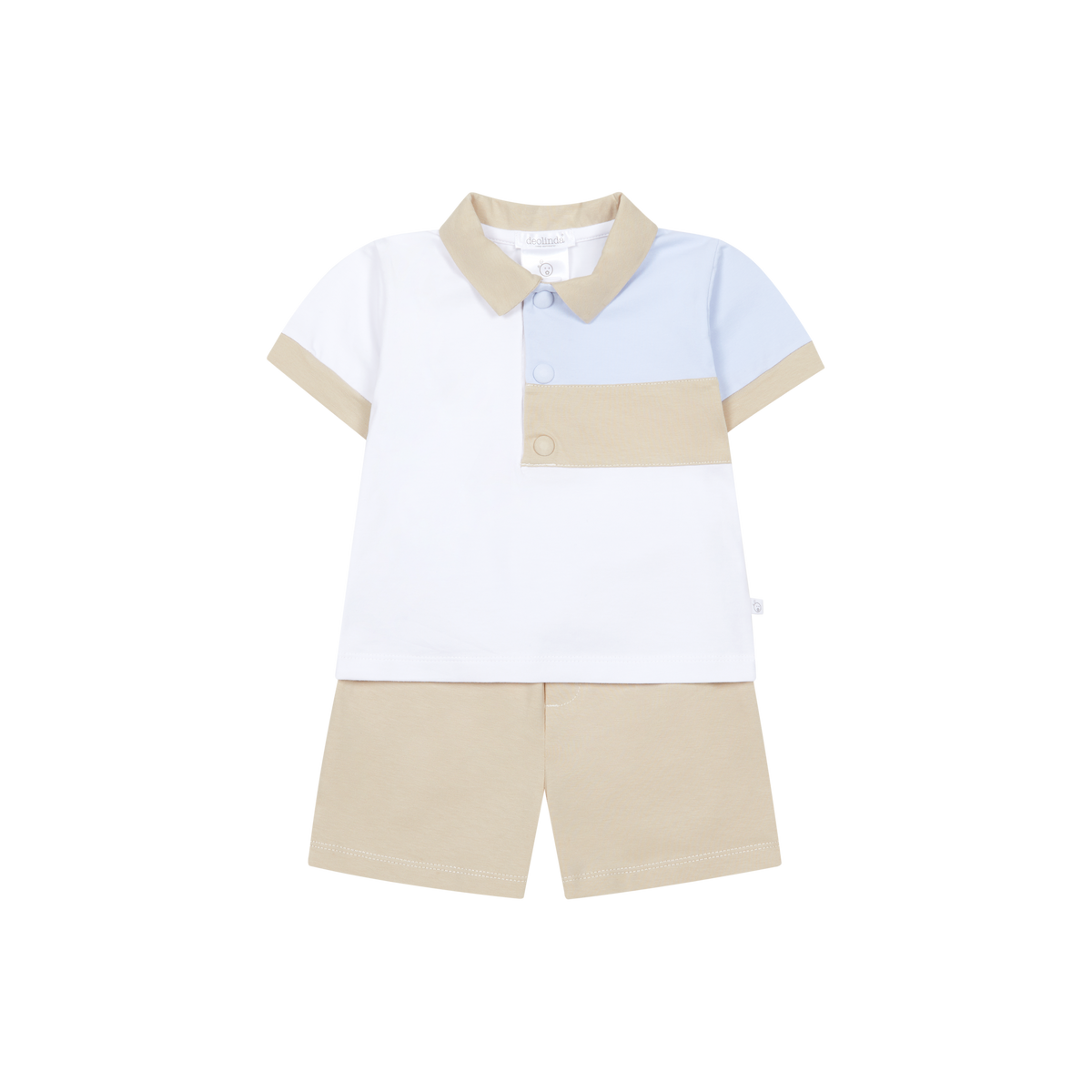 Conjunto Polo e Calções Bege e Azul