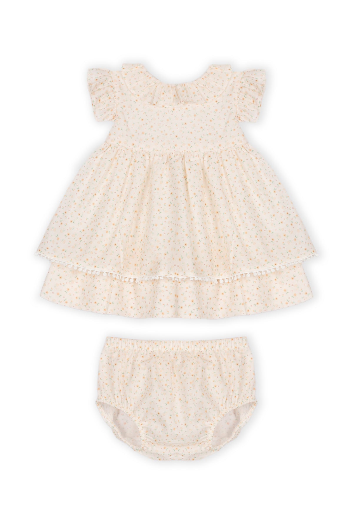 Vestido com Tapa Fraldas Bebé Menina Floral - Salmão e Verde Água