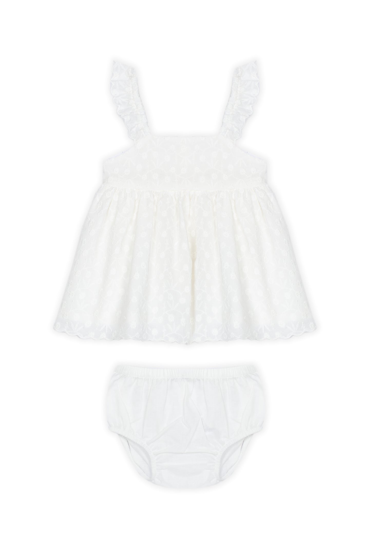 Vestido com Tapa Fraldas Bebé Menina - Branco