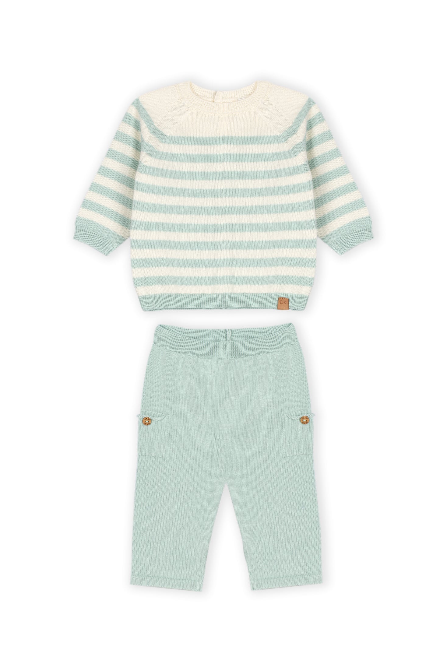 Conjunto Malha Bebé Menino Verde Água