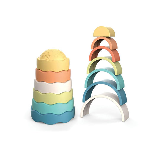 Torre Empilhar Arco Íris Plus 13 Pcs Bio Plástico Giros
