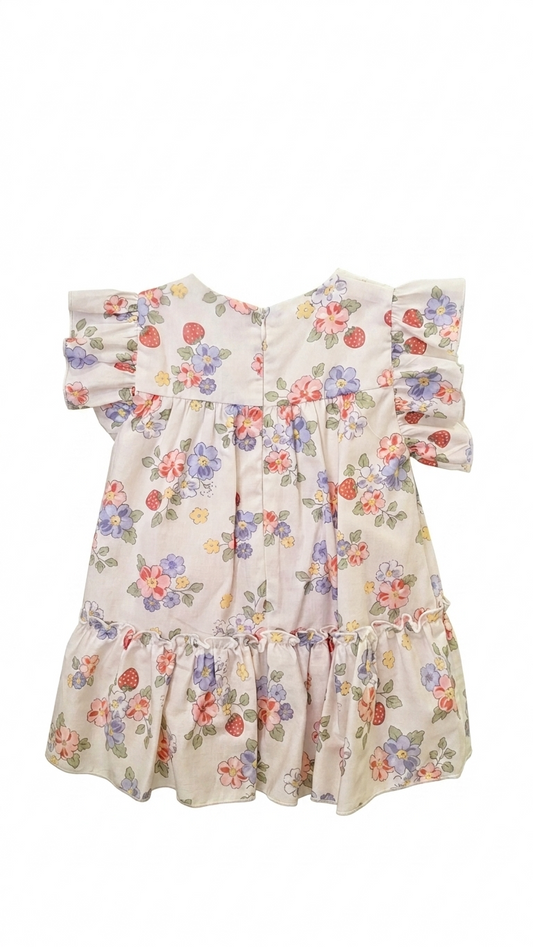 Vestido com Tapa Fraldas com Morangos - Doce de Coco