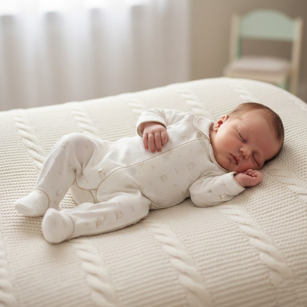 Babygrow em Algodão para Bebé e Recém-Nascido - Bege