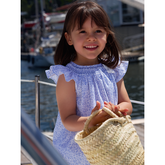 Vestido em Algodão para Menina - Azul