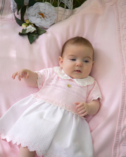 Vestido com Tapa Fraldas Rosa Bebé 2pc