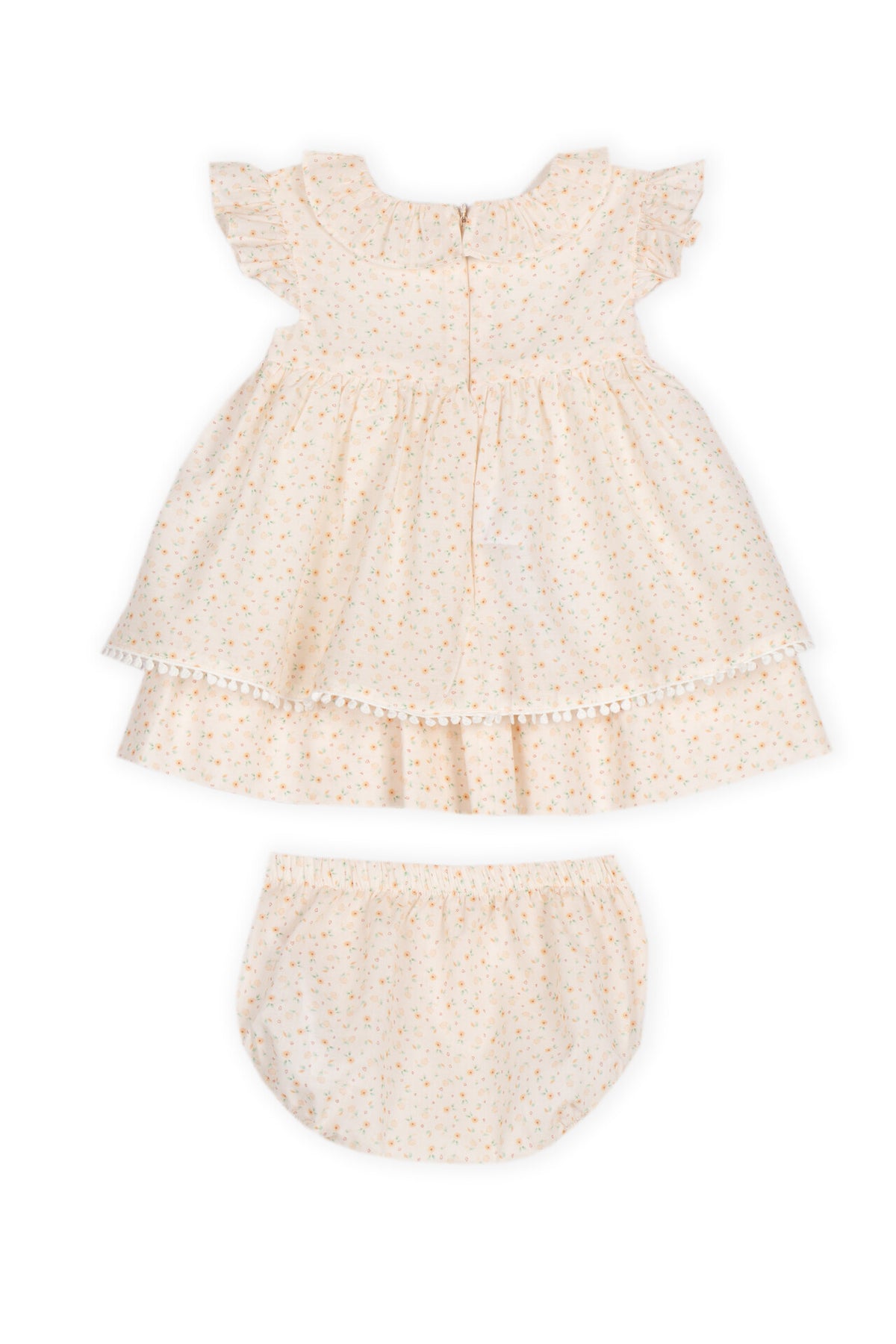 Vestido com Tapa Fraldas Bebé Menina Floral - Salmão e Verde Água