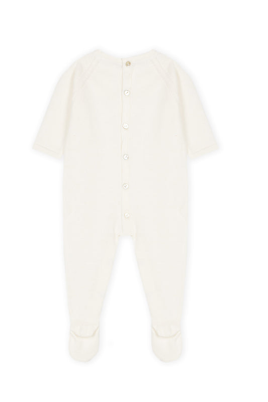 Babygrow de recém nascido em algodão orgânico bordado