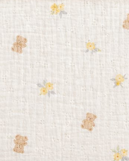 Babete Ursinhos e Flores Amarelas