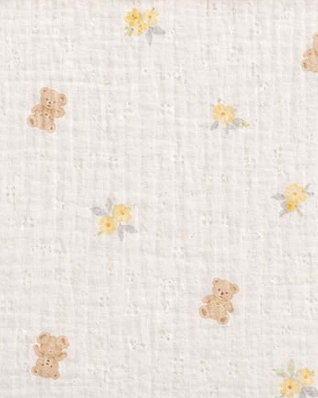 Fralda de Pano de Algodão Ursinhos e Flores Amarelas