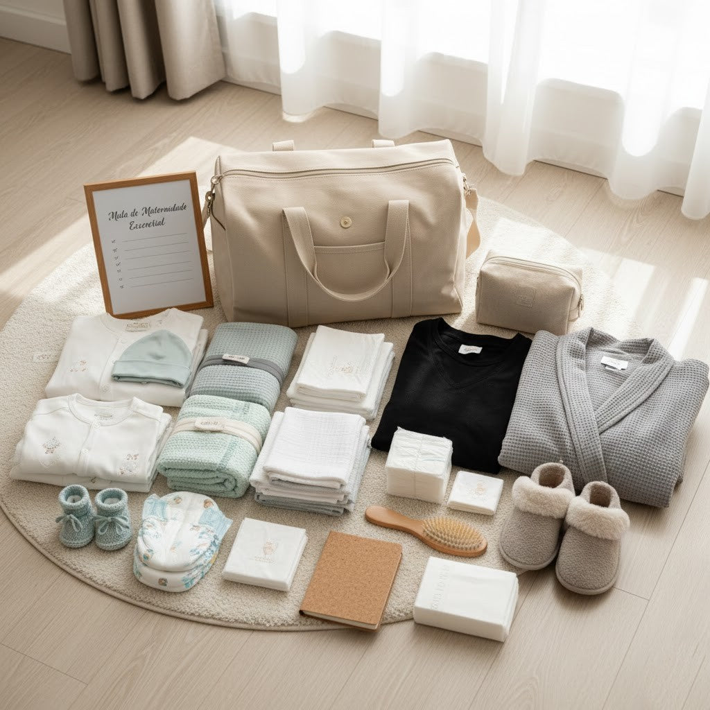 Mala de Maternidade Perfeita: O Checklist Essencial (Para o Bebé e a Mãe)