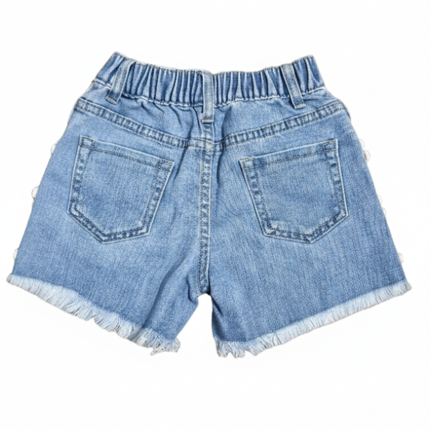 Calções de Ganga com Flores Bordadas para Menina