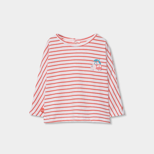 T-shirt manga comprida de Malha Às Riscas para Bebé