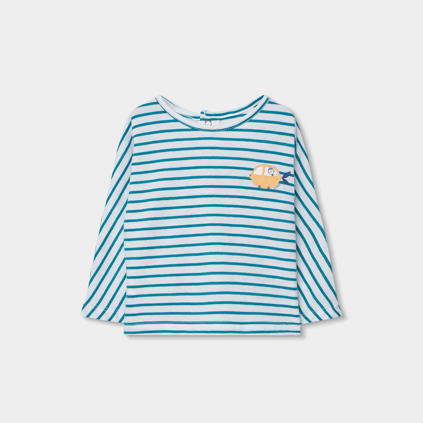 T-shirt manga comprida de Malha Às Riscas para Bebé