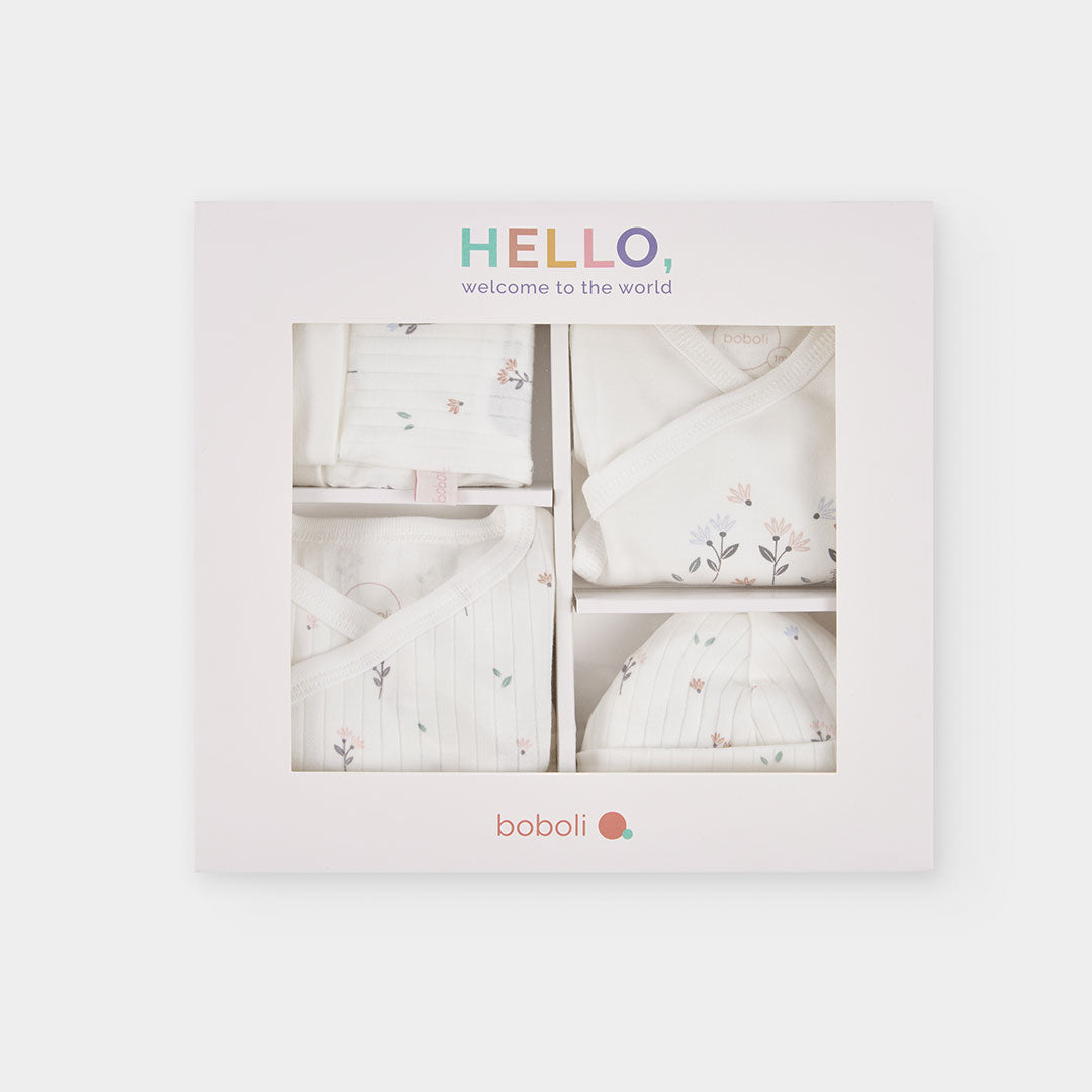 Pack de Saída de Maternidade "Hello World" – Conjunto 4 Peças Floral