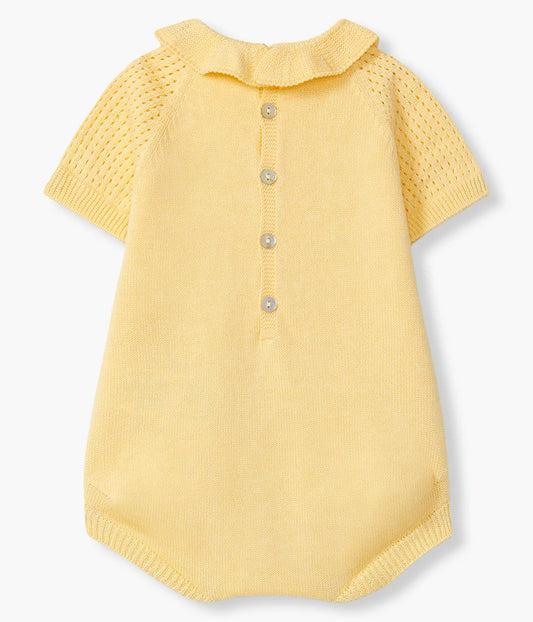 Fofo Malha de Algodão Orgânico Gola Folho Bebé - Amarelo