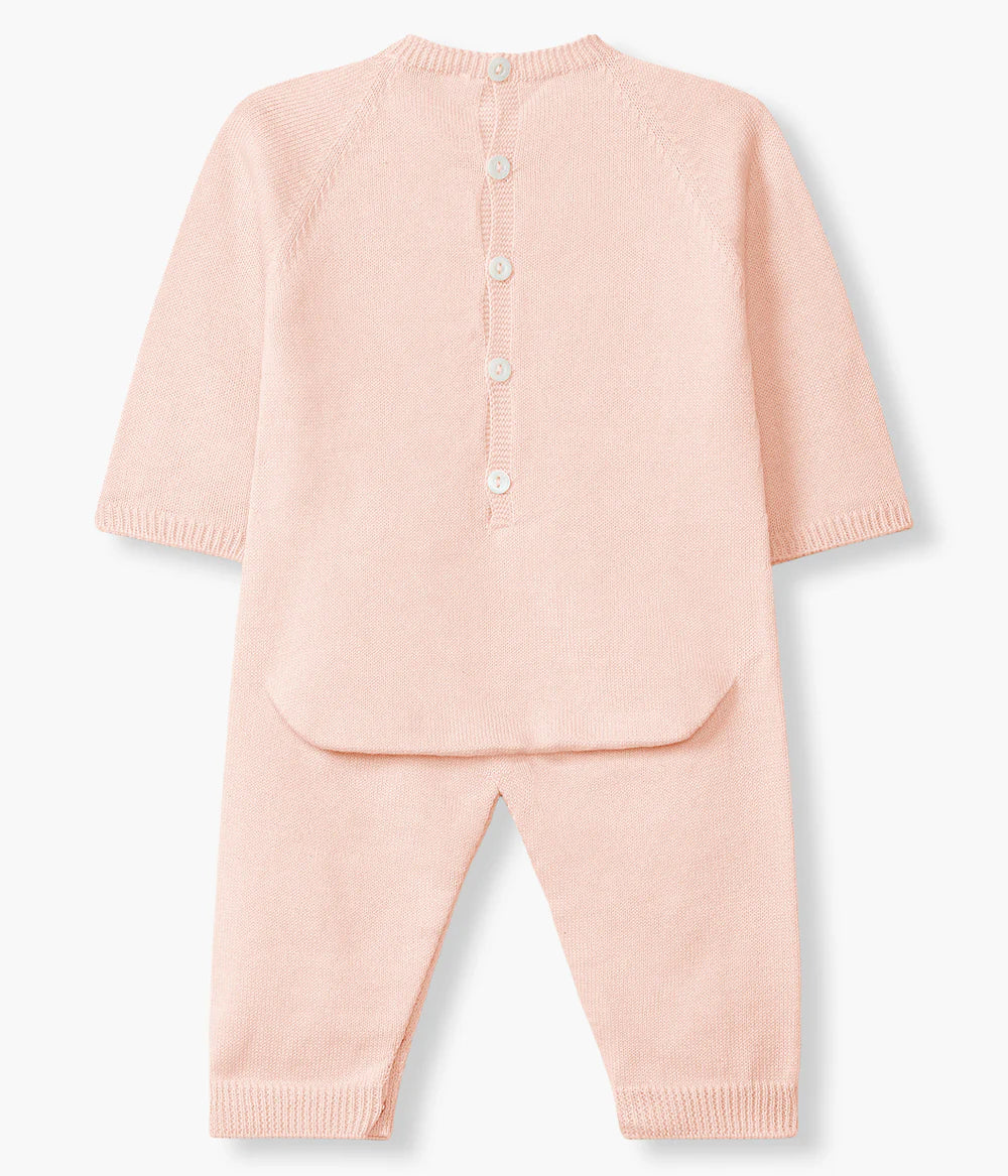 Babygrow Malha Algodão Orgânico Perfurado Bebé Menina - Rosa