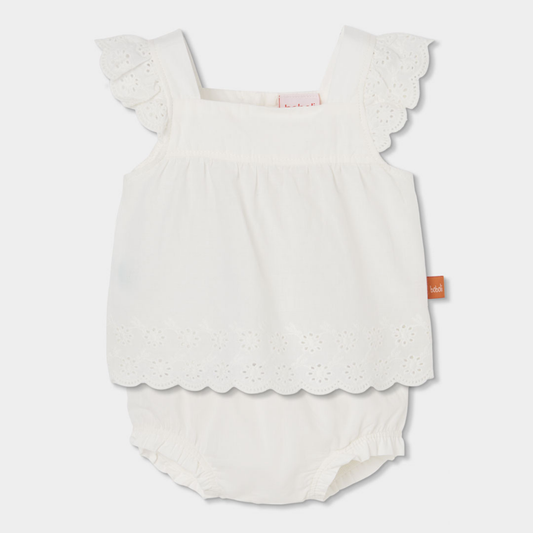 Conjunto de bebé em algodão branco