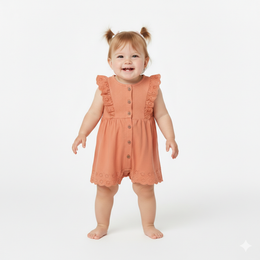 Macacão de Bebé de Algodão Laranja