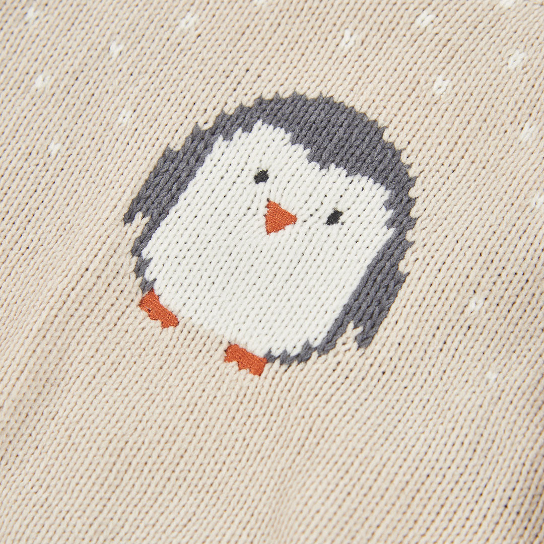 Conjunto de Malha Camisola Pinguim e Calças Caneladas