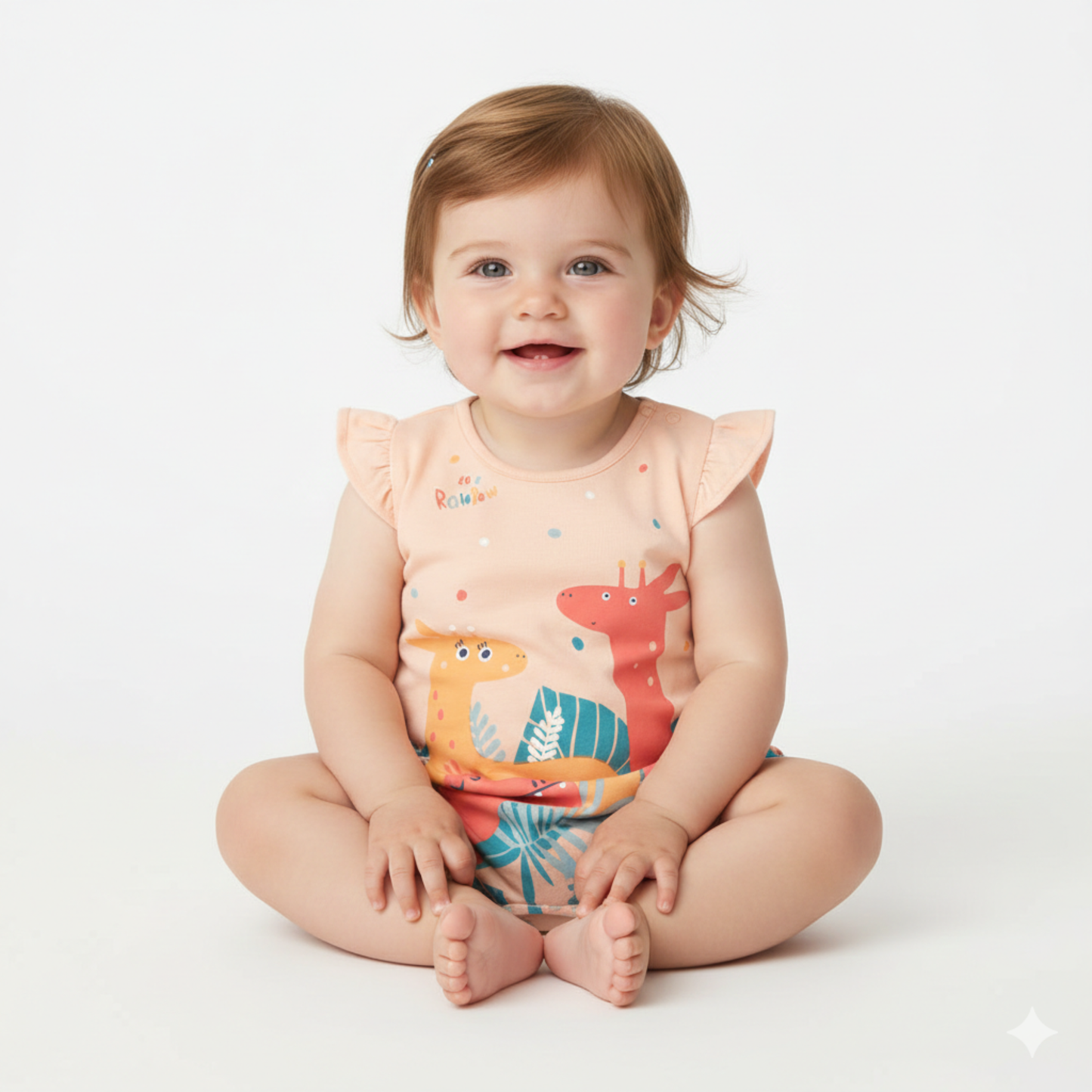 Babygrow manga curta  para Menina - Salmão