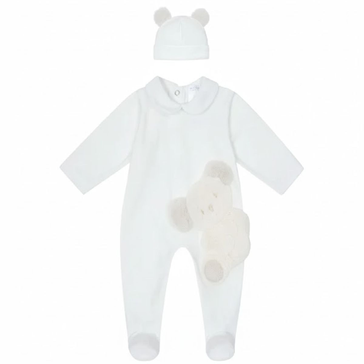 Babygrow c/ gorro urso-branco | DEOLINDA