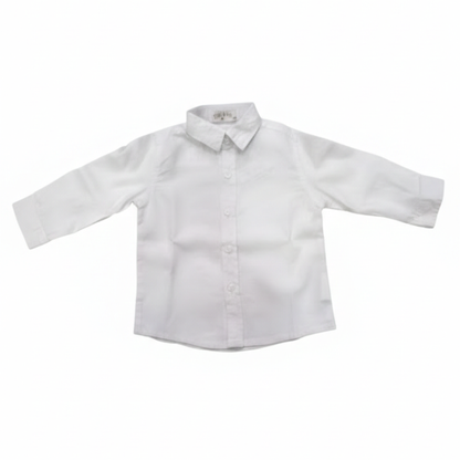Camisa Branca de Manga Comprida em Algodão