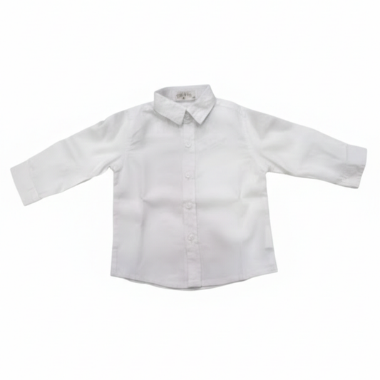 Camisa Branca de Manga Comprida em Algodão