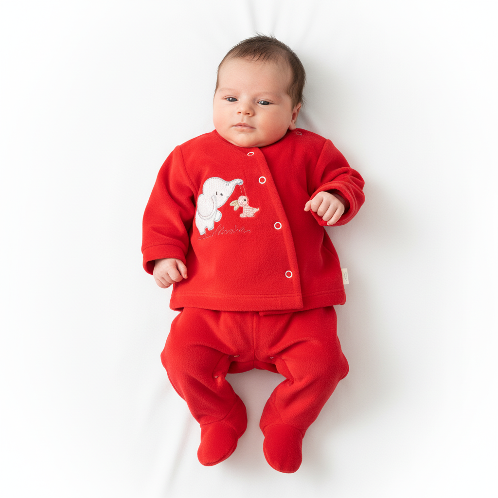 Conjunto de 2 peças veludo elefante vermelho