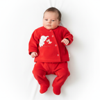 Conjunto de 2 peças veludo elefante vermelho