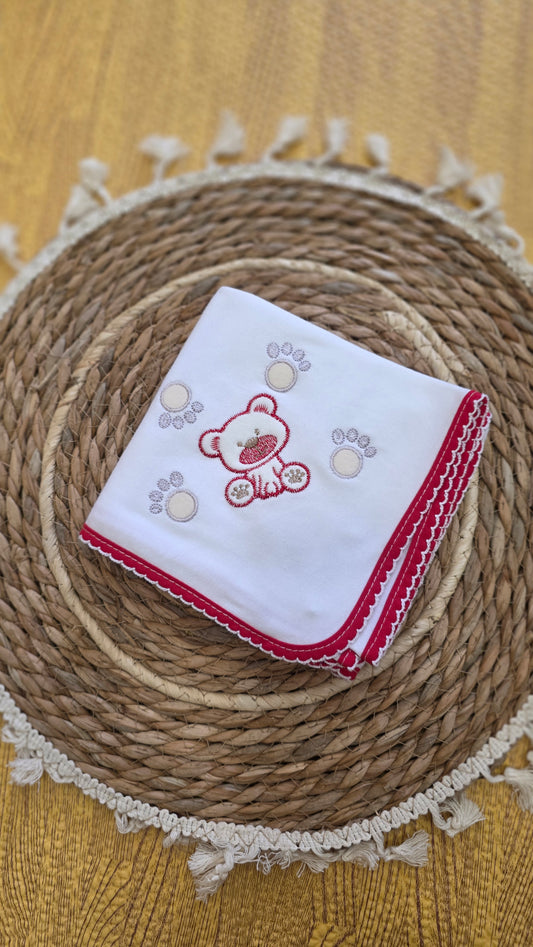 Fralda em Algodão para Bebé - Vermelho
