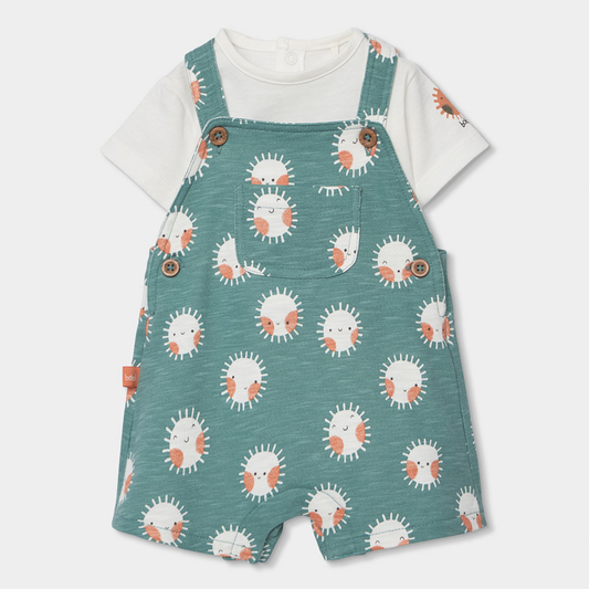 Conjunto de Jardineiras e T-shirt Verde