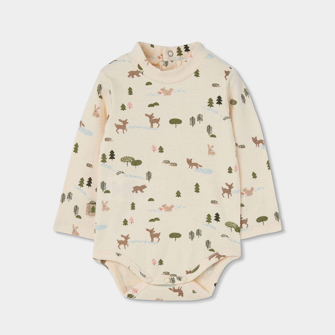 Conjunto Jardineiras e Body Manga Comprida Floresta