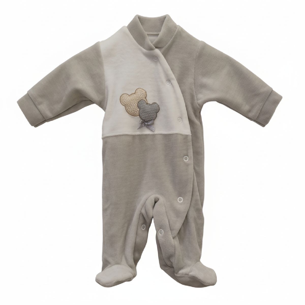 Babygrow em veludo cinzento urso