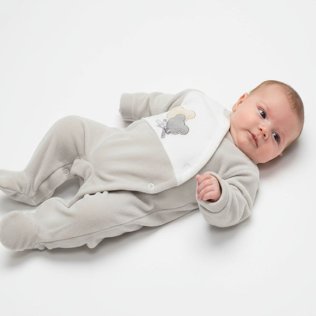 Babygrow em veludo cinzento urso
