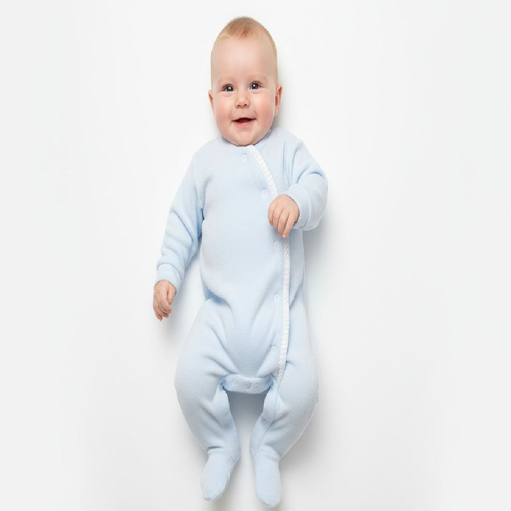 Babygrow em veludo azul / branco