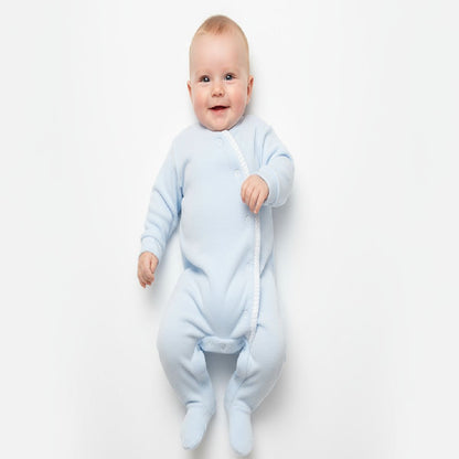 Babygrow em veludo azul / branco