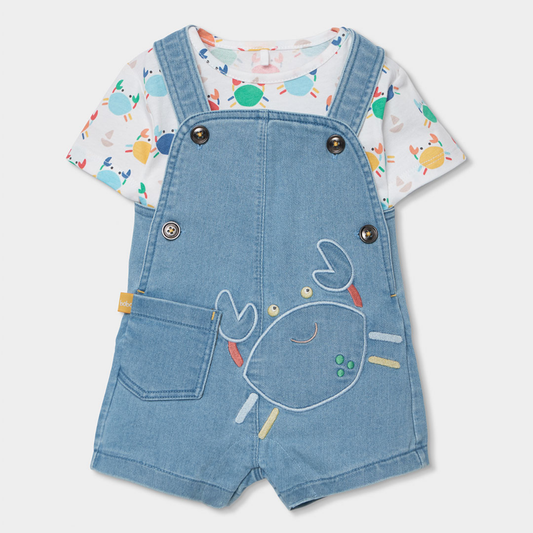 Conjunto de Jardineiras e T-shirt Caranguejo