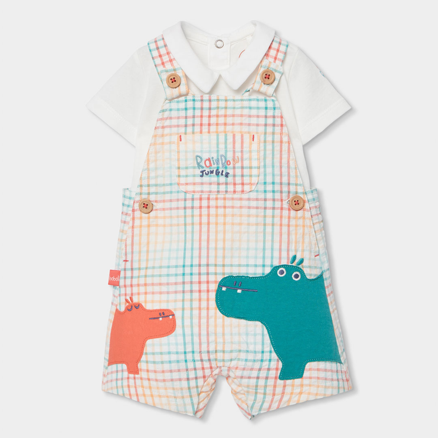 Conjunto de Jardineiras "Rainbow Jungle" e Polo – Frescura e Estilo para Bebé