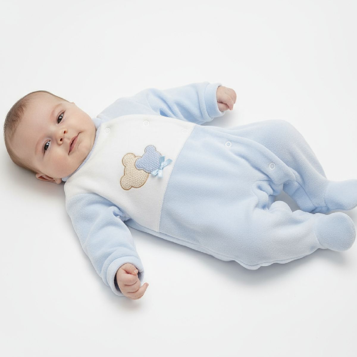 Babygrow em veludo azul urso