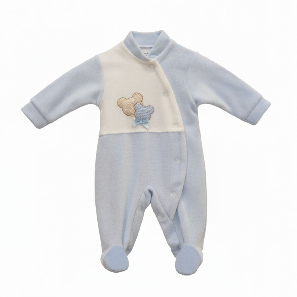 Babygrow em veludo azul urso
